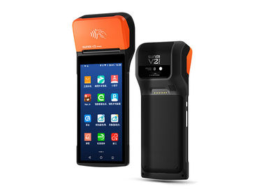 PRO Android mobile portatif sans fil terminal de NFC 4G de position de Sunmi V2 tenu dans la main avec l'imprimante